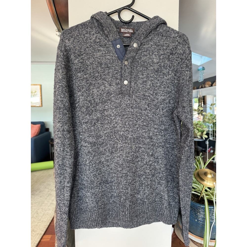 Michael Kors Mens Hooded small Navy heather soft cotton wool Soft Sports Luxe